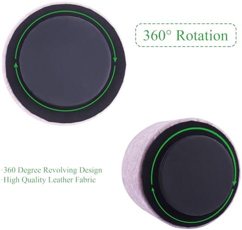 Round Leather Art Supply Organizer,Remote Control Holder,360 Degree Spinning,Multi-Functional Pencil Holder,4 Compartments Desktop Stationary Organizer(1-Carved Purple) - Image 4