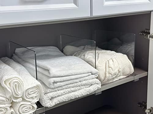 LikeU 8 PCS Acrylic Shelf Dividers for Closets,Wood Shelf Dividers,Clear Shelf Separators,Perfect for Clothes Organizer and Bedroom Kitchen Cabinets Shelf Storage and Organization - Image 2
