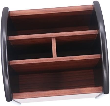 Coideal Remote Control Holder Caddy Wood, Rotating Wooden Pen Pencil Holder Organizer Medium Revolving Desktop Office Supplies Storage for Table (4 Compartments) - Image 5