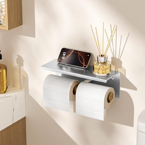FORIOUS Toilet Paper Holder with Shelf, Commercial Toilet Paper Dispensers - Image 2