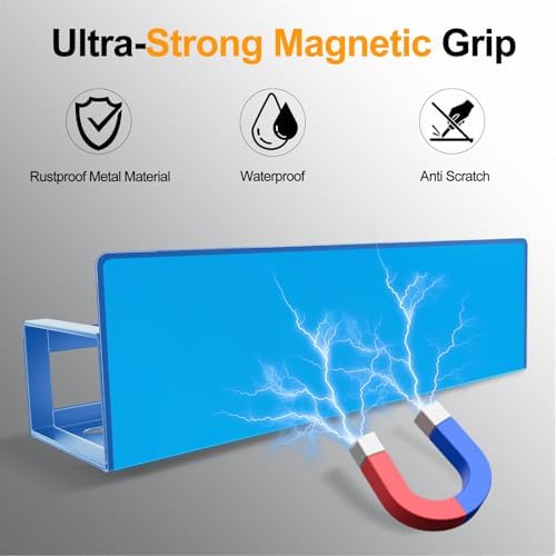 Magnetic Spice Rack for Refrigerator, 4 Pack Metal Magnetic Shelf Organizer for Fridge Side, Strong Spice Storage Rack for Kitchen, Dark Blue - Image 3