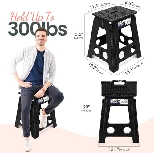 Delxo 16 Inch Folding Step Stool,Foldable Step Stool for Adults Black Dot - Image 3
