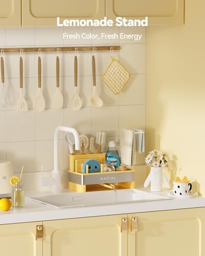 Nacial Kitchen Sink Organizer, Sink Caddy with Sponge & Tall Brush Holder - Image 4