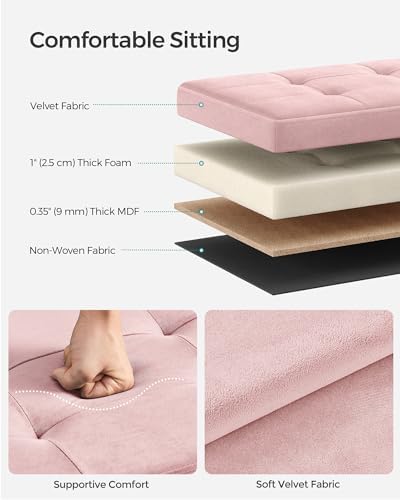 SONGMICS Storage Ottoman Bench, 43.3 Inches Velvet Foldable Foot Rest - Image 4