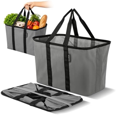 CleverMade EcoBasket Collapsible Grocery Tote, 30L Structured Tote Bag by CleverMade