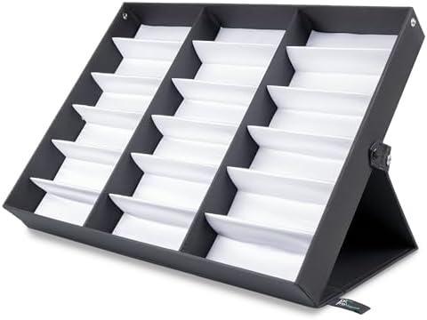 ProSource 18 Slot Sunglasses Organizer Box Stand Display Case/Tray, Fabric Lined & Snap Close by PROSOURCE