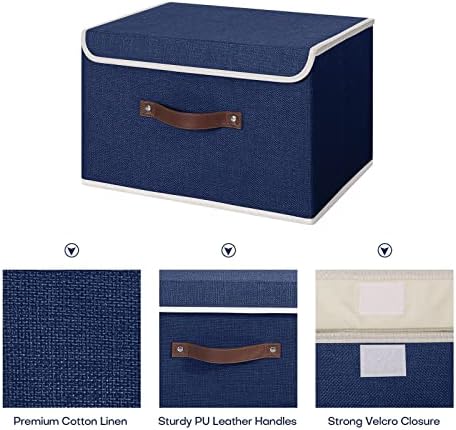 ANMINY Fabric Storage Box Bins with Lids, Blue, 15"x10"x10", 2 Pack - Image 3