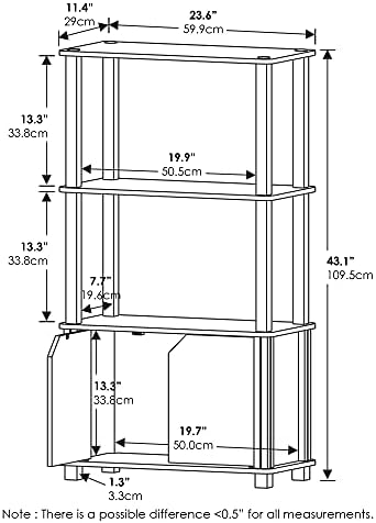 Furinno GO GREEN Storage Shelves, 4-Tier Book Shelf, Bookcase, Display Shelf with Open Shelf and Closed Storage, for Organization and Storage, Living Room, Garage, Home Office, Espresso - Image 3