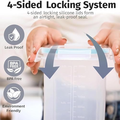 Shazo 2 Pack (6.3L / 213OZ) EXTRA Large Airtight Food Storage Cereal Containers for Bulk Food Storage BPA-Free Plastic Container, Pantry Organization and Canister for Rice, Pasta, Sugar & Flour - Image 6