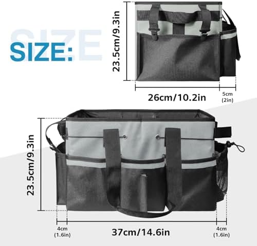 Cleaning Tool Organizer Bag with Handles, Cleaning Caddy, Grey - Image 2