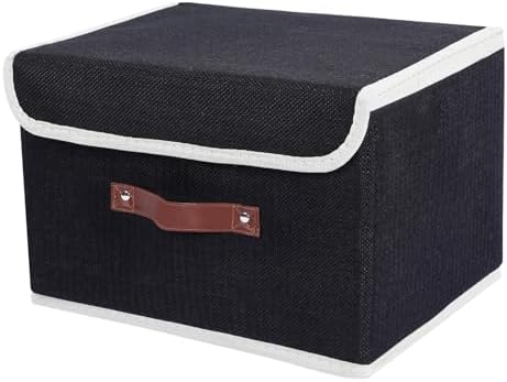 ANMINY Fabric Storage Box Bins with Lids, Black, 13"x9"x7.9" by ANMINY