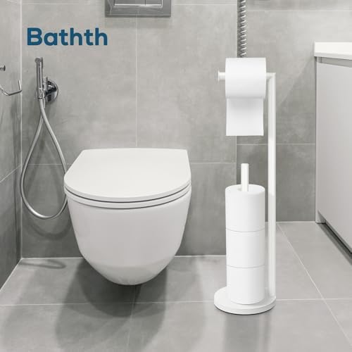 Toilet Paper Holder Stand, White Toilet Paper Holder Free Standing - Image 4