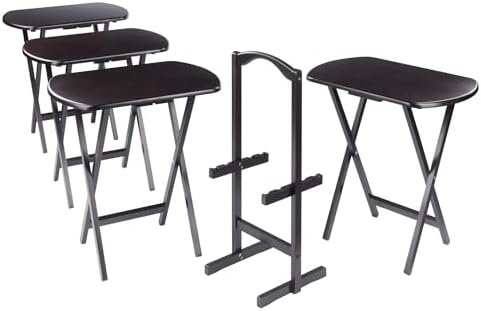 Winsome Corbett Set of 4 Oversized Foldable Snack Tables with Storage Rack - Image 5