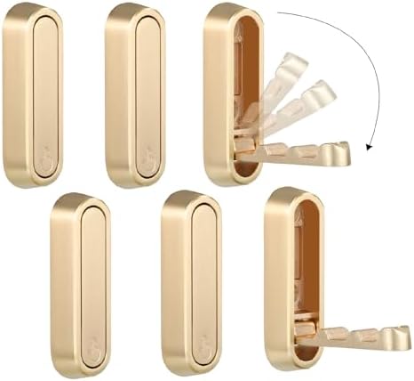 Folding Coat Hooks, Gold, 6 Pack, Wall Hook, Hanging Towels Clothes Bag by Dntorx