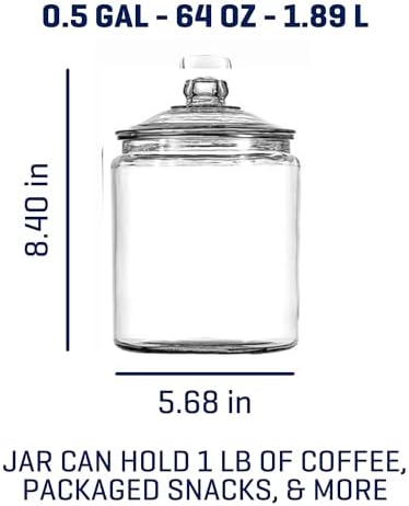 Anchor Hocking Heritage Hill 1/2 Gallon Glass Jar with Lid, Set of 2 - Image 3