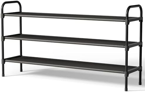 Kitsure Extra-Long Shoe Rack for Closet, 39.0" Wide - 3 Tier, Black by Kitsure