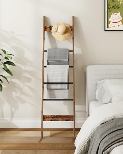 Hzuaneri Blanket Ladder Decorative Quilt Rack with 4 Removable Hooks - Image 4