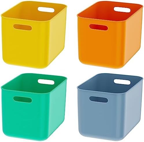 OWill 4-Pack 22L Plastic Storage Bins and Baskets for Efficient Home Classroom Organization – Multiple Colors containers for Kitchen, Cupboard Box, Bathroom Organizer on Shelves and Tubs by OWill