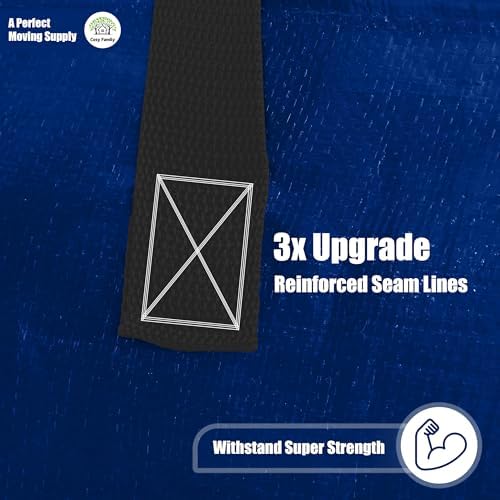 Cosy Family 8 Pack Heavy Duty Extra Large Moving Bags with Backpack Straps - Strong Handles & Zippers, Storage Totes For Space Saving, Fold Flat, Alternative to Moving Box (40 gal, Blue) - Image 5