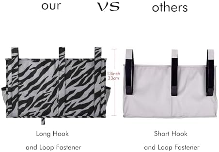 Surblue Bedside Caddy Hanging Organizer Storage Bag Pocket for Bunk, Hospital, College Dorm Rooms, Baby Bed Rails, Camp - 8 Pockets (Large, Zebra) - Image 3