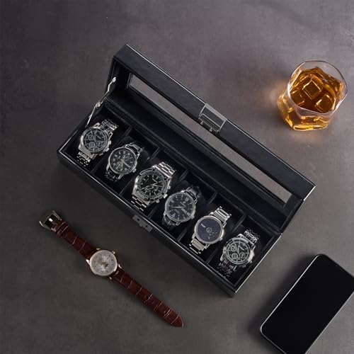 ProCase 6 Slots Watch Case Box for Men -AllBlack - Image 4