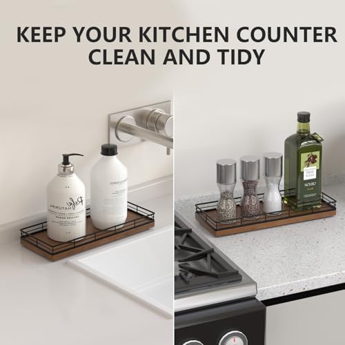 Bathroom Tray for Counter Top Organizer, Oak Wood Vanity Tray - Image 4