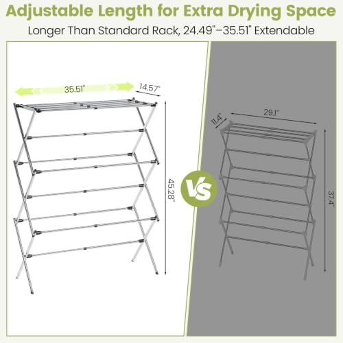 APEXCHASER Stainless Steel Clothes Drying Rack, 45.28" H × 14.57" D - Image 2