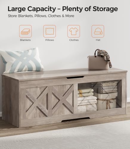 Homleke 47.2" Extra-Large Wooden Storage Chest, Farmhouse Storage Bench - Image 4