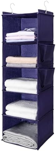 BOOMIBOO Hanging Closet Organize and Shelves,5-Hanging Shelf （Purple） by BOOMIBOO