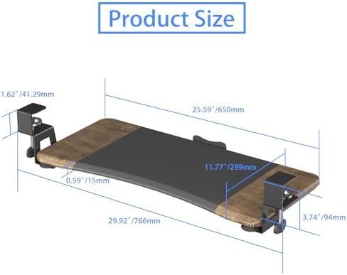 suptek Keyboard Tray Under Desk Pull Out with C Clamp Mount, Computer Keyboard & Mouse Tray, 25.6 (30 Including Clamps) x 11.8 inch Slide-Out Platform Computer Drawer for Typing, DSF1C - Image 6