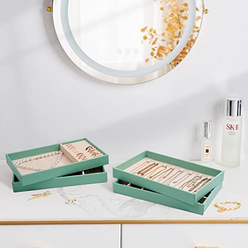 ProCase Stackable Jewelry Organizer Trays for Drawers, Jewelry Drawer Inserts Container Display Case Storage for Earring Necklace Rings Bracelet with Removable Dividers -Mint, 4 Layers - Image 6