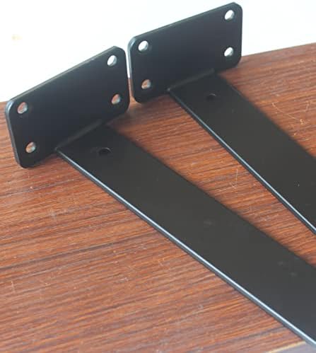 4 Pack - 11 inch Black Hidden L Shelf Bracket (1/5 Inch Thicked) Iron Floating Shelf Brackets Rustic Industrial Metal Brackets for Shelf Support - Image 3