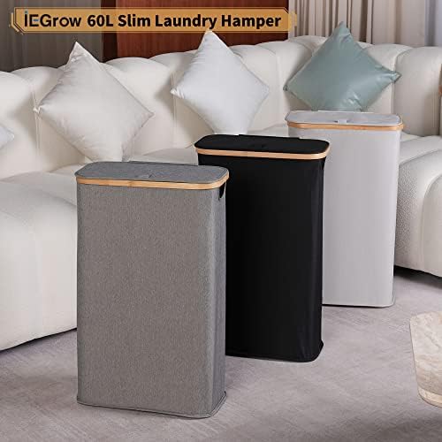 IEGrow Laundry Hamper with Lid,65L Laundry Basket with Mesh Bags,Black - Image 7