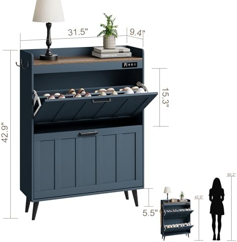 ChooChoo Shoe Storage Cabinet with 2 Flip Drawers and Deodorizer - Image 3