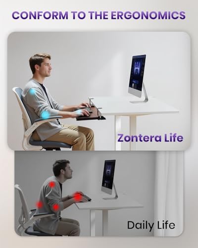 Ergonomic Mouse & Keyboard Tray Under Desk, 20x11.8In Board, Walnut - Image 3