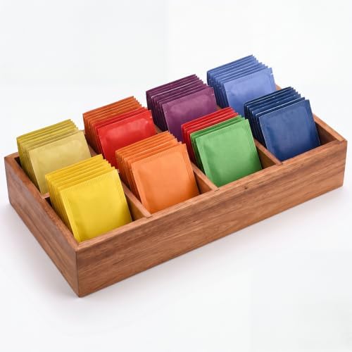 Acacia Wood Tea Bag Organizer with 8 Slots, Tea Bag Holder for Countertop by Segtenant