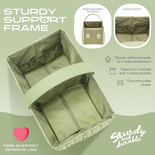Luxurious Baby Diaper Caddy, Nursery Storage Basket for Newborn Essentials, Travel Baby Basket for Diapers Baby Wipes, Organizer Tote Bag Storage Bin, Baby Shower Gifts(Sage Green) - Image 3
