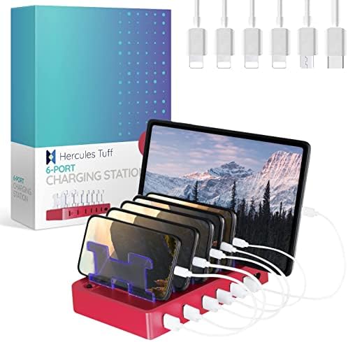 Fast Charging Station for Multiple Devices, 6-Port Multi USB Charging Dock by HerculesTuff