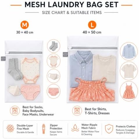 Kimmama Lingerie Bags for Washing Delicates, Mesh Bags for Laundry, L+M - Image 2