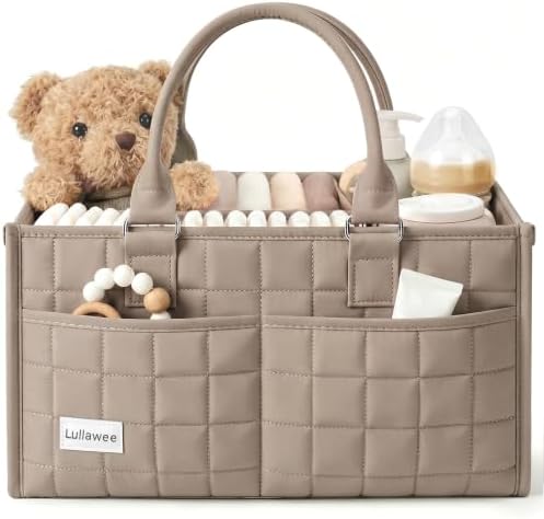 Baby Diaper Caddy Organizer, Portable Nursery Storage Basket with Handle by Lullawee