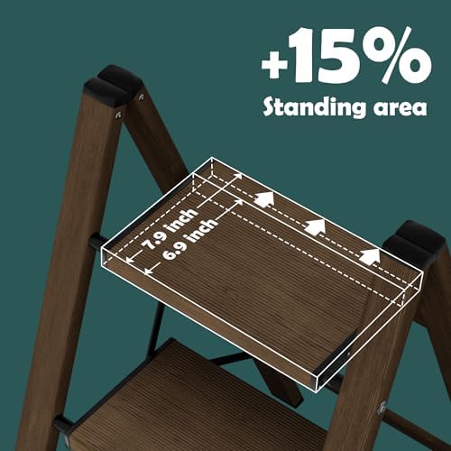Taranta 4 Step Stool Foldable,Aluminum Step Ladder-Walnut - Image 3