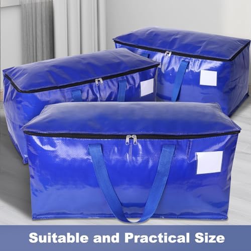 StorageRight Moving Bags-Heavy Duty Moving Boxes, Storage Totes with Zipper, Reinforced Handles and Tag Pocket-Collapsible Moving Supplies for moving, Storage and Travel 93L(Blue-12 Pack) - Image 5
