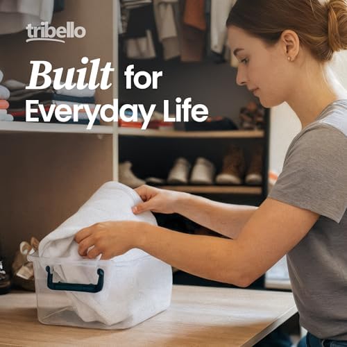 Tribello Plastic Storage Bins with Lids, Clear Stackable Storage Containers - 5 Qt - 3 Pack - Image 4