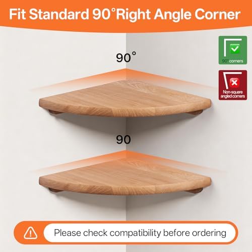 Gieanoo Corner Floating Shelf 16inch Solid Oak Wood Floating Corner Shelf with Wire Hole Corner Wall Mount Storage Display Shelves for Living Room Bedroom Bathroom Kitchen - Image 6