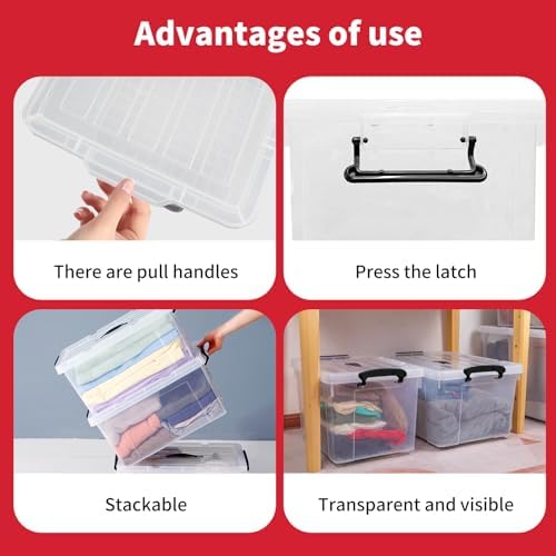 90 Quart 4-Pack Stackable Clear Storage Bins with Lids - Image 4