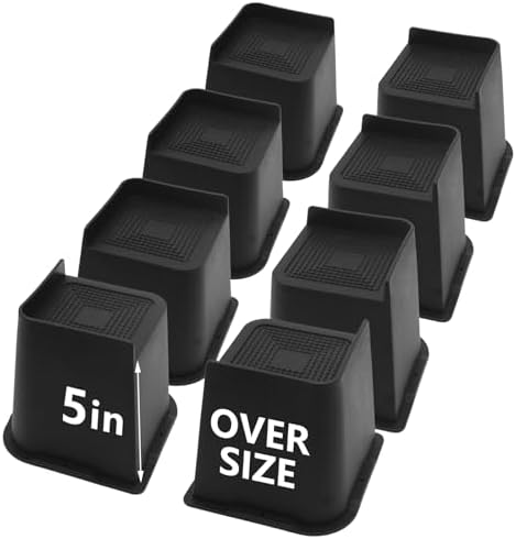 8 Pack Bed Risers 5 inch Heavy Duty, Oversized Furniture Risers by HANIHUA