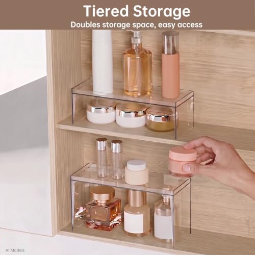 PAVSTINE Narrow Clear Medicine Cabinet Shelf Organizer (High & Low Set) - Image 5