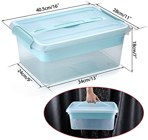 BTSKY Stack & Carry Box, Clear Plastic Storage Container Stackable Home Utility Box with Removable Tray Multi-Purpose Storage Bin for Organizing Stationery, Sewing, Art Craft Supplies(Blue) - Image 3