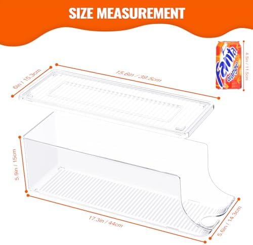 SCAVATA Soda Can Organizer for Refrigerator, Stackable Canned Food Pop Cans Container Can Holder Dispenser with Lid for Fridge Rack Freezer, Clear Storage Bins-Holds 12 Cans Each (One) - Image 4