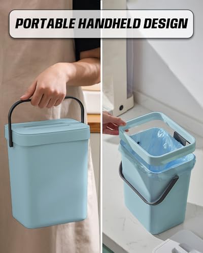 1.3 Gal Hanging Small Trash Can with Lid, Garbage Can 5L/Blue - Image 5